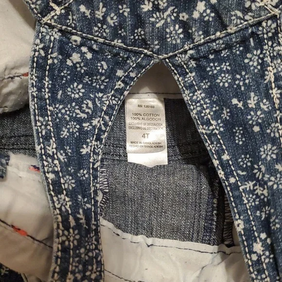 Toddler Floral Denim Overalls - Picture 3 of 4
